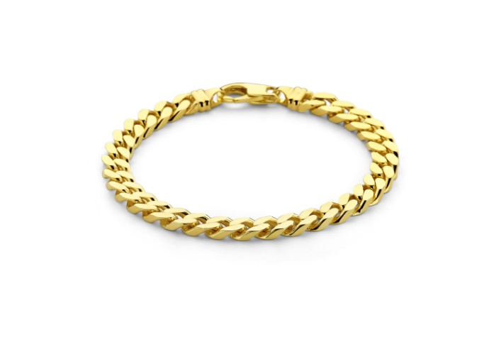 14krt gouden armband gourmette 6-zijdes geslepen 7 mm 21cm